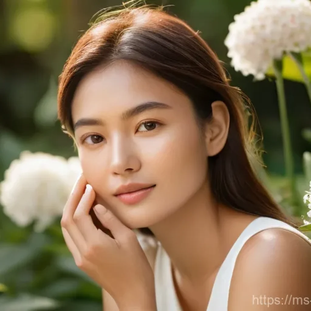 비건 스킨케어와 천연 스킨케어의 차이 - **Prompt 1: Serene Botanical Skincare Moment**
A young woman, approximately 25-30 years old, wit...